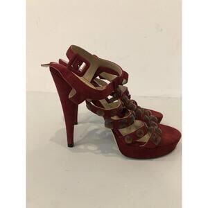 Stylish Red Valentino Strappy Heels with Gems
